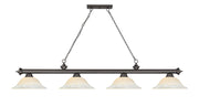 Cordon 4 Light 81.75" Billiard, Glass Shades in Bronze