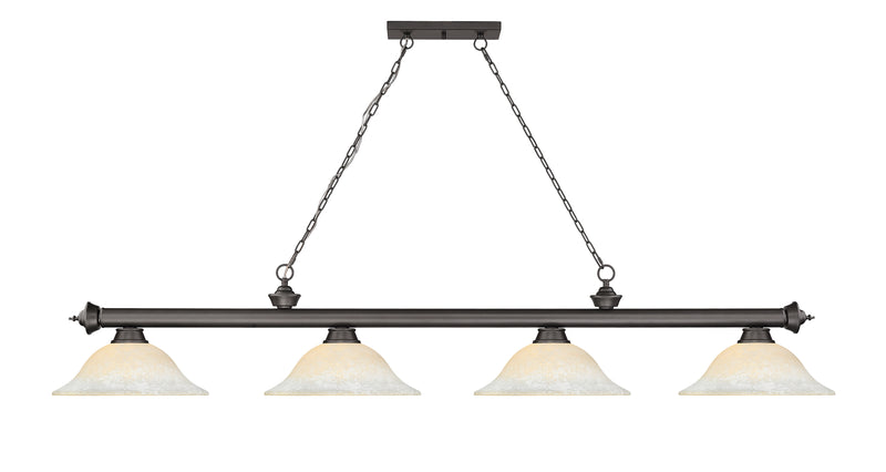 Cordon 4 Light 81.75" Billiard, Glass Shades in Bronze