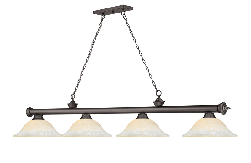 Cordon 4 Light 81.75" Billiard, Glass Shades in Bronze