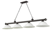 Cordon 4 Light 81.75" Billiard, Glass Shades in Bronze