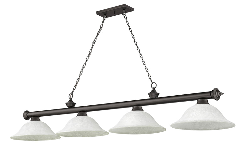 Cordon 4 Light 81.75" Billiard, Glass Shades in Bronze