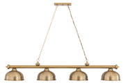 Cordon 4 Light Billiard, Dome Shades in Heritage Brass