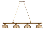 Cordon 4 Light Billiard, Dome Shades in Heritage Brass