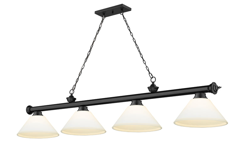 Cordon 4 Light 81.25" Billiard, Glass Shades (A) in Matte Black