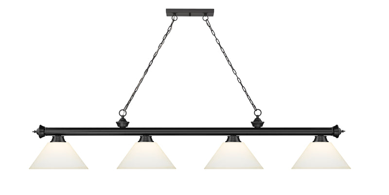Cordon 4 Light 81.25" Billiard, Glass Shades (A) in Matte Black