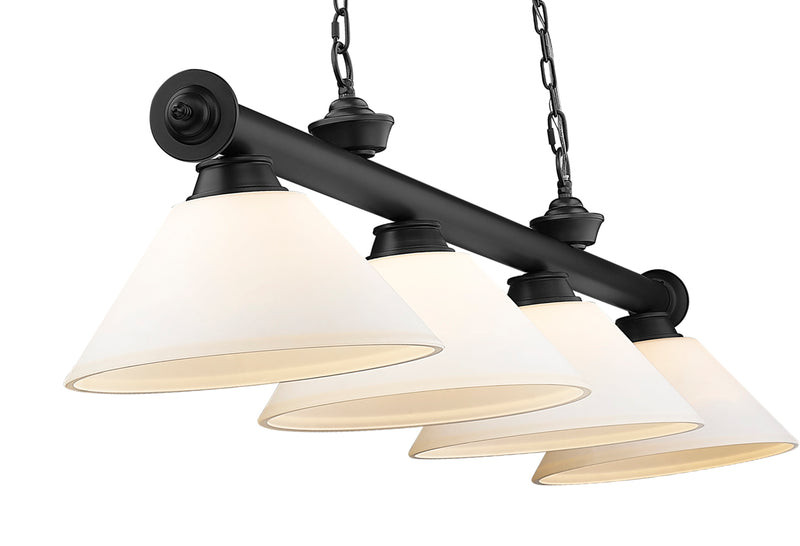 Cordon 4 Light 81.25" Billiard, Glass Shades (A) in Matte Black
