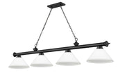 Cordon 4 Light 81.25" Billiard, Glass Shades (A) in Matte Black