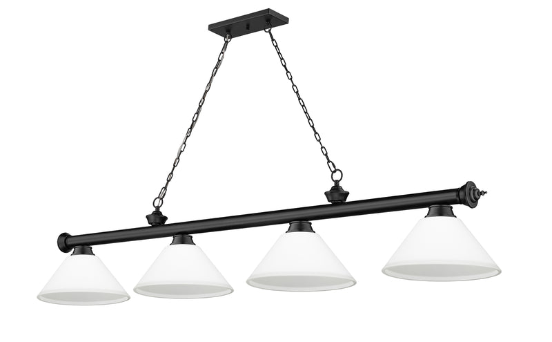Cordon 4 Light 81.25" Billiard, Glass Shades (A) in Matte Black