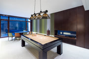 Cordon 4 Light 81.25" Billiard, Acrylic Shades in Matte Black in a room setting