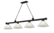 Cordon 4 Light 81.25" Billiard, Glass Shades (A) in Matte Black