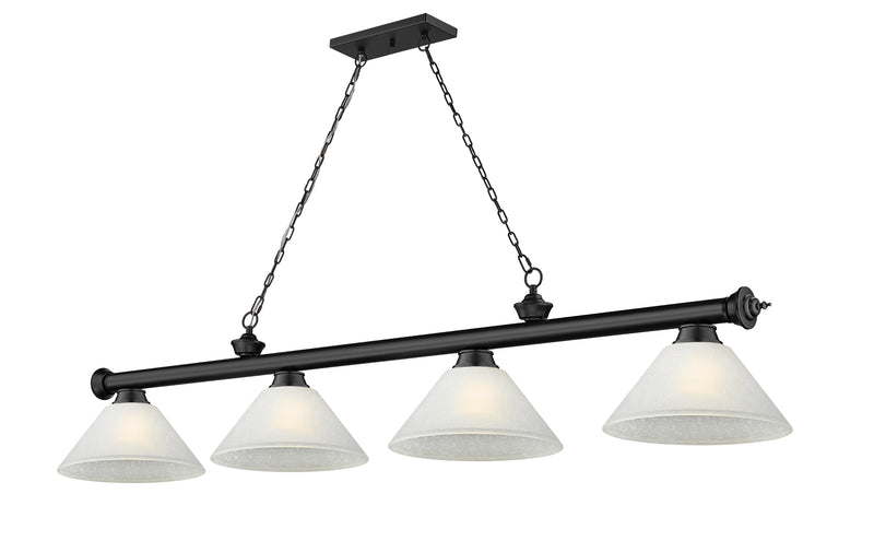 Cordon 4 Light 81.25" Billiard, Glass Shades (A) in Matte Black