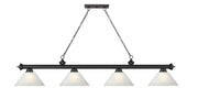 Cordon 4 Light 81.25" Billiard, Glass Shades (A) in Matte Black