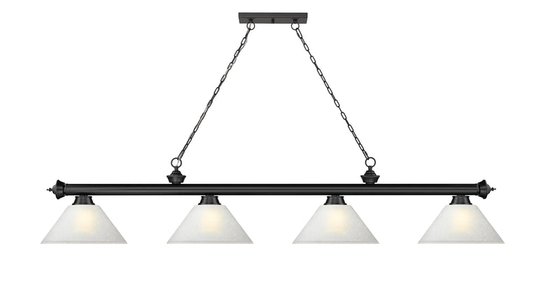 Cordon 4 Light 81.25" Billiard, Glass Shades (A) in Matte Black