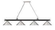 Cordon 4 Light 81.25" Billiard, Matte Black + Brushed Nickel with Brushed Nickel Shades in Matte Black + Brushed Nickel