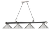 Cordon 4 Light 81.25" Billiard, Matte Black + Brushed Nickel with Brushed Nickel Shades in Matte Black + Brushed Nickel