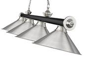 Cordon 4 Light 81.25" Billiard, Matte Black + Brushed Nickel with Brushed Nickel Shades in Matte Black + Brushed Nickel