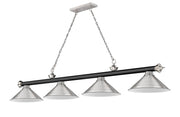 Cordon 4 Light 81.25" Billiard, Matte Black + Brushed Nickel with Brushed Nickel Shades in Matte Black + Brushed Nickel