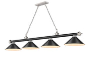 Cordon 4 Light 81.25" Billiard, Matte Black + Brushed Nickel with Matte Black Shades in Matte Black + Brushed Nickel