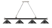 Cordon 4 Light 81.25" Billiard, Matte Black + Brushed Nickel with Matte Black Shades in Matte Black + Brushed Nickel