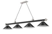 Cordon 4 Light 81.25" Billiard, Matte Black + Brushed Nickel with Matte Black Shades in Matte Black + Brushed Nickel