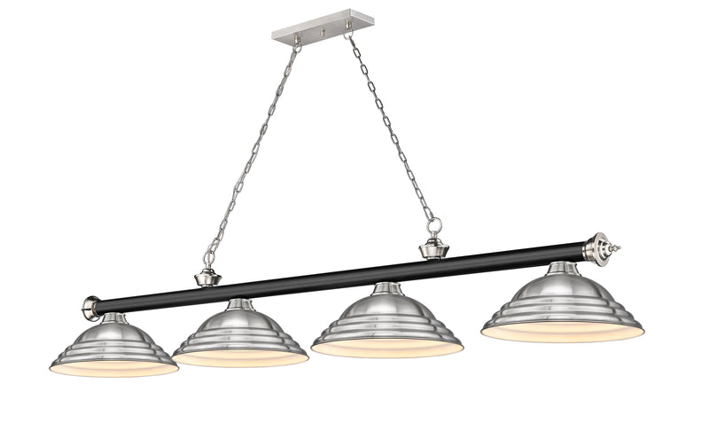 Cordon 4 Light 81.75" Billiard, Metal Shades (ST) in Matte Black + Brushed Nickel