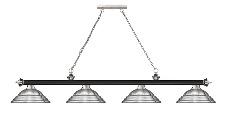 Cordon 4 Light 81.75" Billiard, Metal Shades (ST) in Matte Black + Brushed Nickel