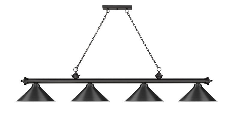 Cordon 4 Light 81.25" Billiard, Matte Black with Matte Black Shades in Matte Black