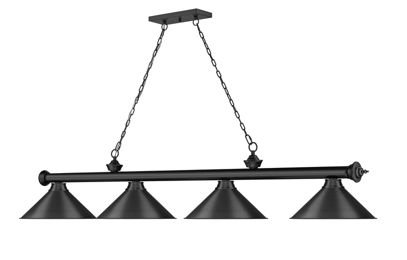 Cordon 4 Light 81.25" Billiard, Matte Black with Matte Black Shades in Matte Black