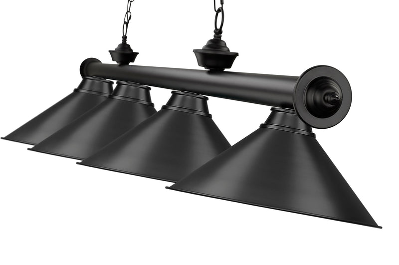 Cordon 4 Light 81.25" Billiard, Matte Black with Matte Black Shades in Matte Black
