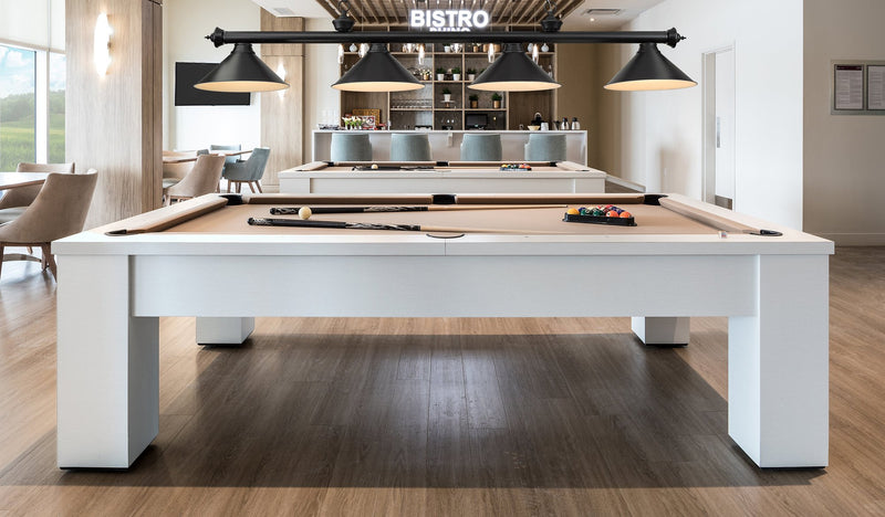 Cordon 4 Light 81.25" Billiard, Matte Black with Matte Black Shades in Matte Black in a room setting