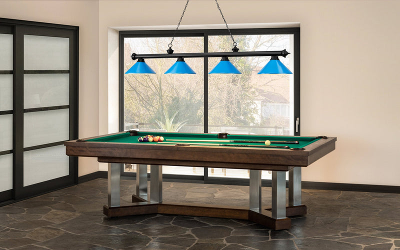 Cordon 4 Light 81.75" Billiard, Metal Shades (M) in Matte Black in a room setting