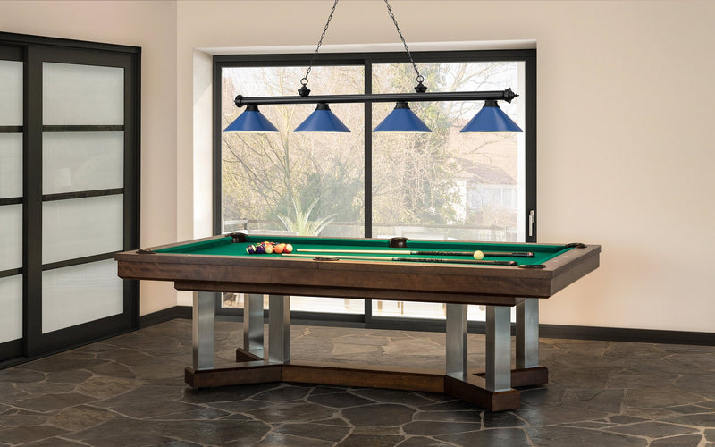 Cordon 4 Light 81.75" Billiard, Metal Shades (M) in Matte Black in a room setting
