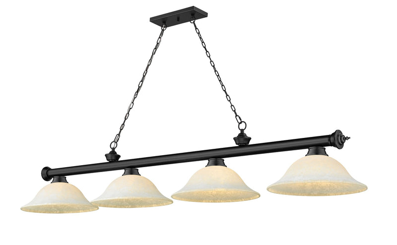 Cordon 4 Light 81.75" Billiard, Glass Shades in Matte Black
