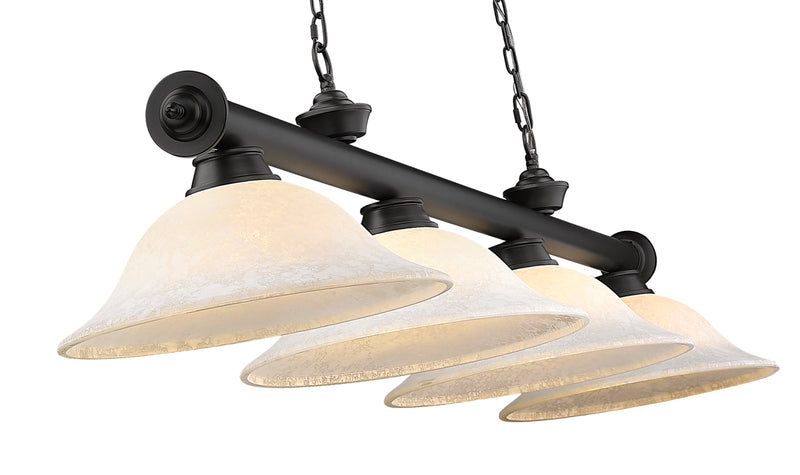 Cordon 4 Light 81.75" Billiard, Glass Shades in Matte Black