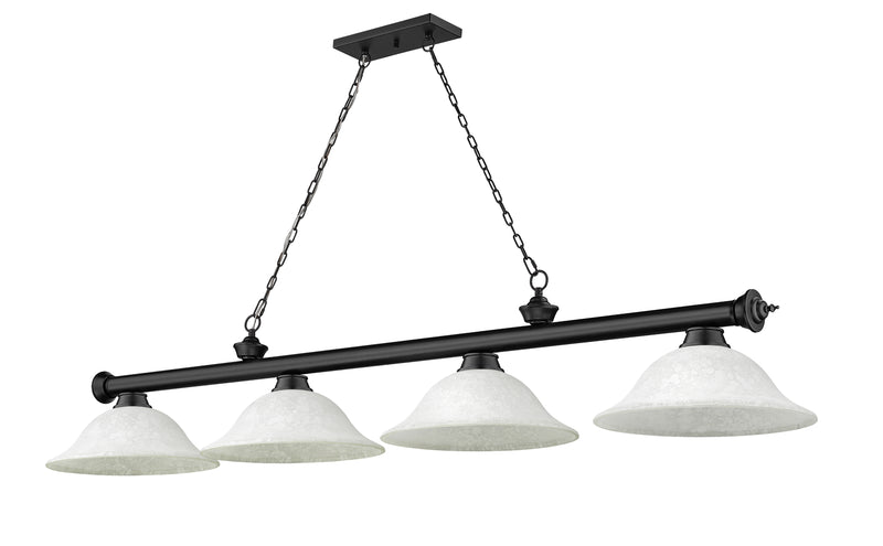Cordon 4 Light 81.75" Billiard, Glass Shades in Matte Black
