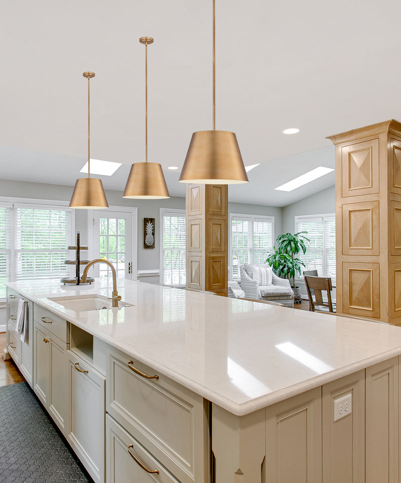 Lilly 1 Light 18" Pendant in Modern Gold in a room setting