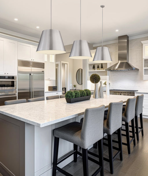 Lilly 1 Light 24" Pendant in Brushed Nickel in a room setting