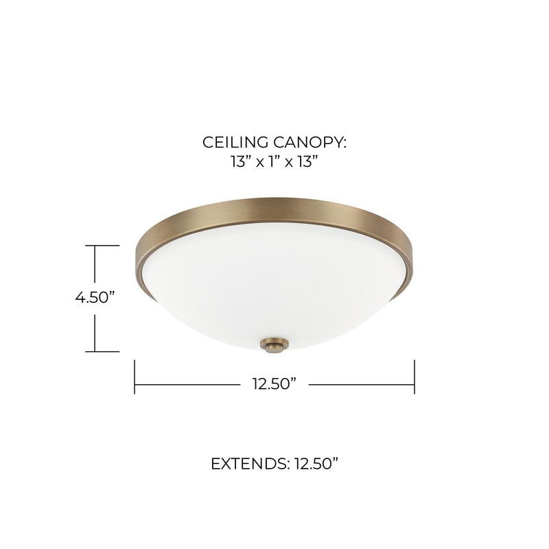 Perkins 2-Light Flush Mount in Aged Brass