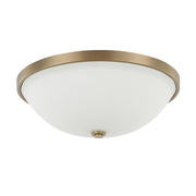 Perkins 3-Light Flush Mount in Aged Brass