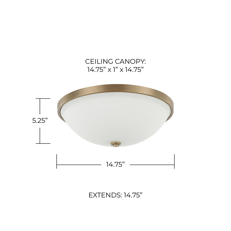 Perkins 3-Light Flush Mount in Aged Brass