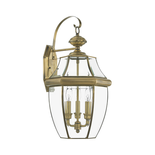 Monterey 3-Light Large Outdoor Wall Lantern in Antique Brass