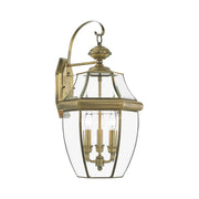 Monterey 3-Light Large Outdoor Wall Lantern in Antique Brass