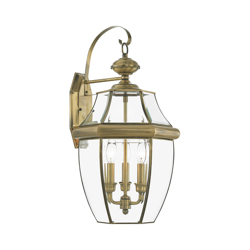 Monterey 3-Light Large Outdoor Wall Lantern in Antique Brass