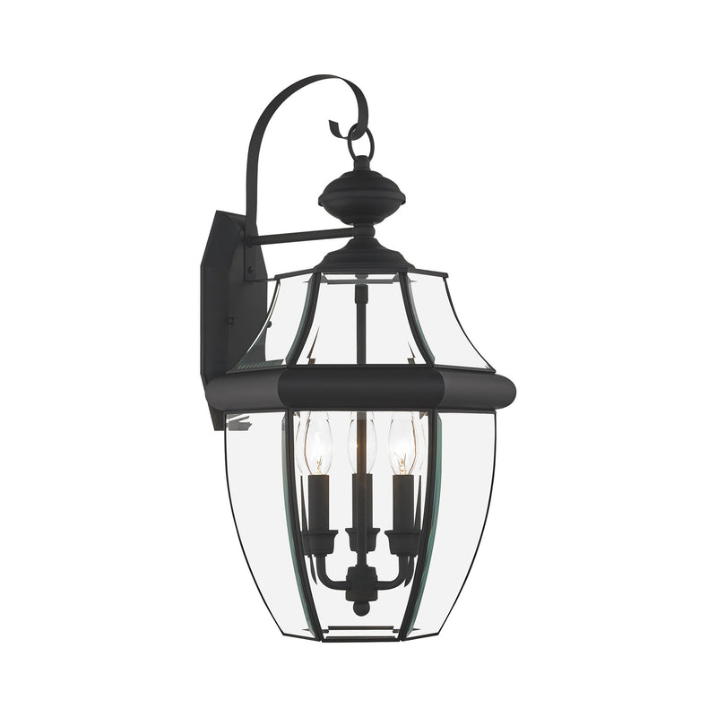 Monterey 3-Light Large Outdoor Wall Lantern in Black