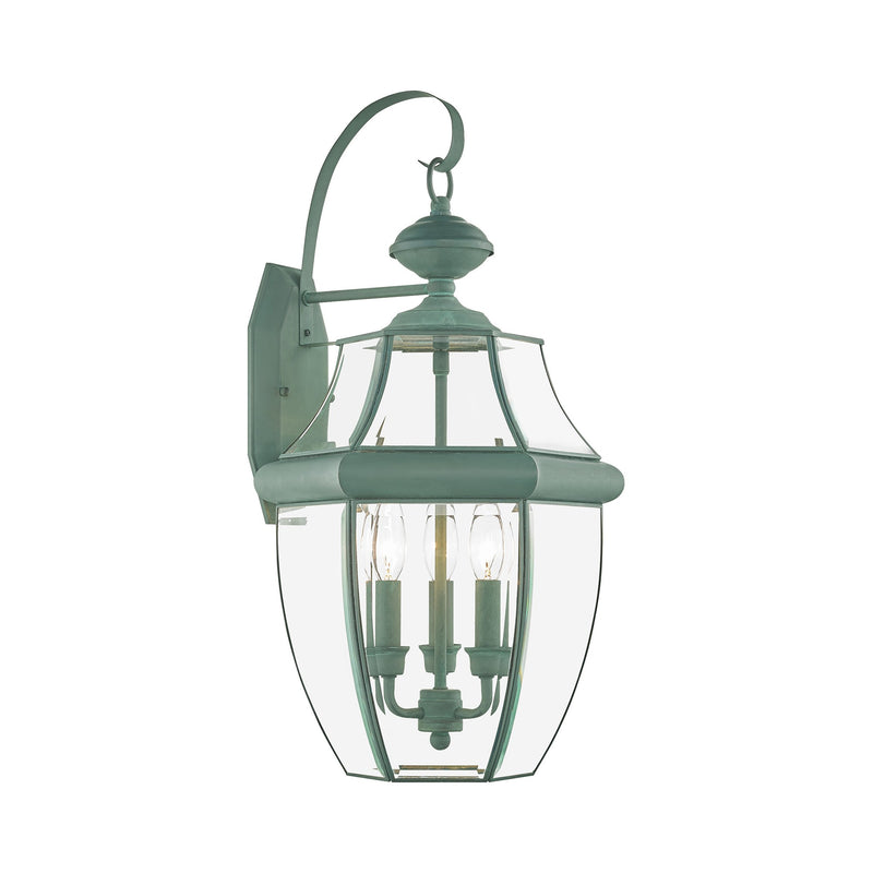 Monterey 3-Light Large Outdoor Wall Lantern in Verdigris