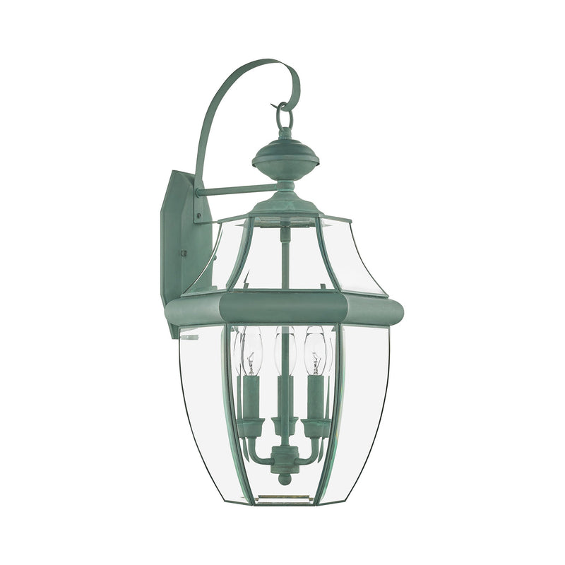 Monterey 3-Light Large Outdoor Wall Lantern in Verdigris