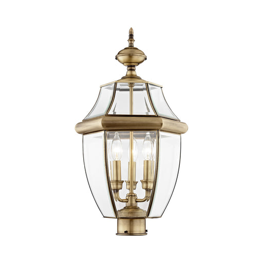 Monterey 3-Light Large Outdoor Post Light in Antique Brass