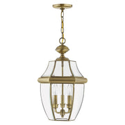 Monterey 3-Light Large Outdoor Pendant Lantern in Antique Brass
