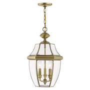 Monterey 3-Light Large Outdoor Pendant Lantern in Antique Brass