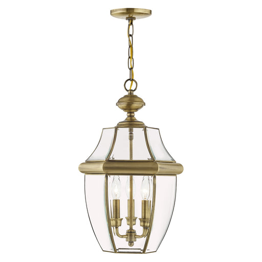 Monterey 3-Light Large Outdoor Pendant Lantern in Antique Brass